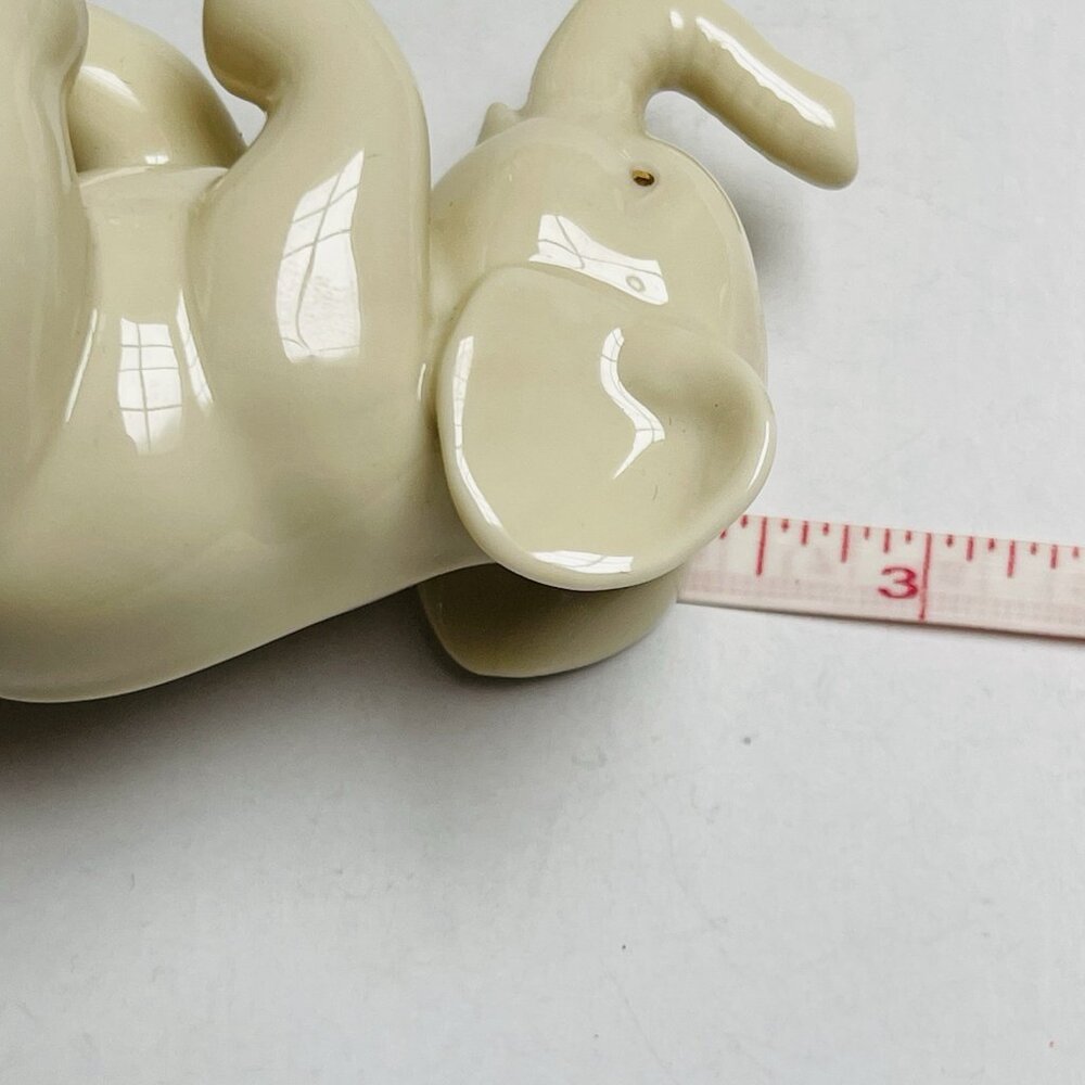 Vintage Lenox Elephant Porcelain Figurine Trunk Up White Gold‎ Hand Painted - Picture 8 of 8